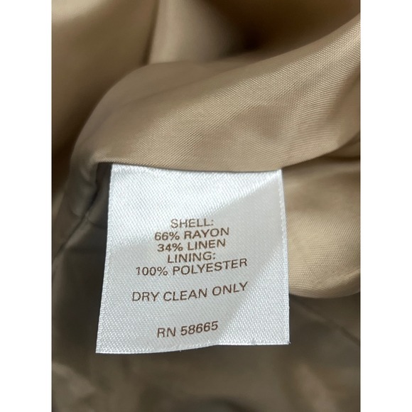 VTG Button Sheath Jacket Cropped Ruffle Hem 3/4 Sleeve Linen Blend Career Retro - Picture 4 of 11